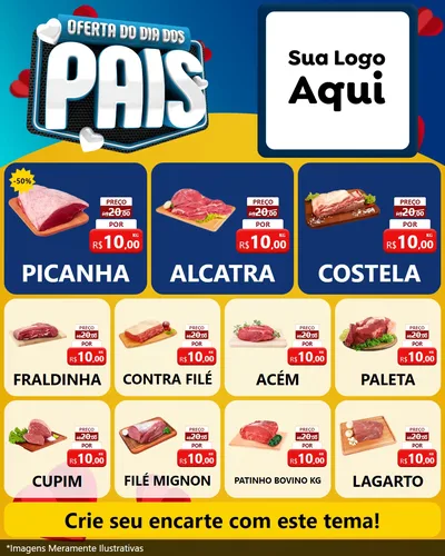 Modelo de Rede Social para Feed Instagram com o tema Oferta Do Dia Dos Pais para Açougue