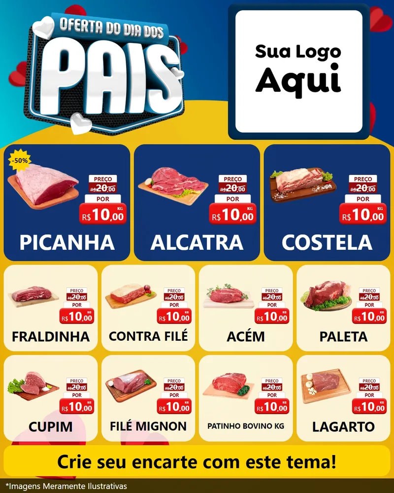 Modelo de Rede Social para Feed Instagram com o tema Oferta Do Dia Dos Pais para Açougue