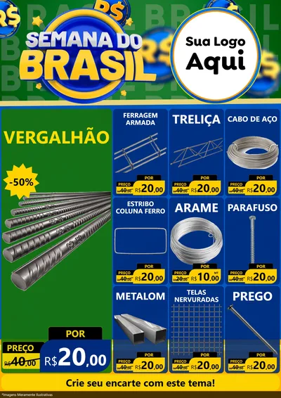 Modelo de Encarte para Encarte A4 Vertical com o tema Semana Do Brasil para Ferragens