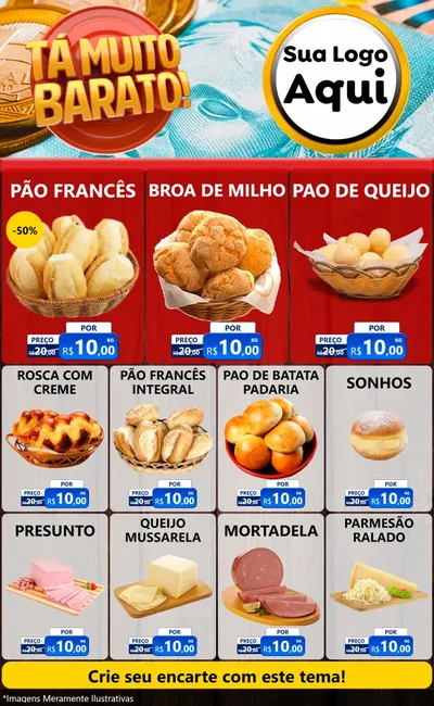Modelo de Encarte para Encarte Grande com o tema Está Muito Barato para Padaria