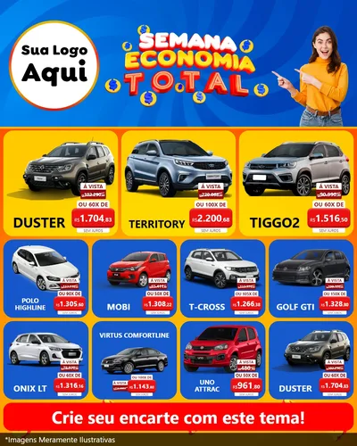Modelo de Rede Social para Feed Instagram com o tema Semana Economia Total para Concessionaria de Carros