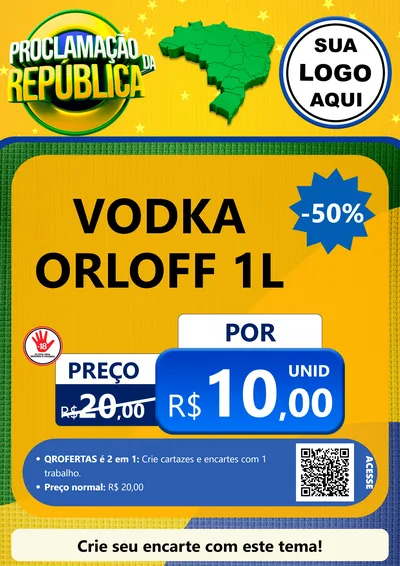 Modelo de Cartaz para Cartaz A4 Vertical com o tema Proclamação da República para Distribuidora de bebidas