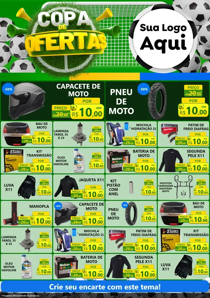 Modelo de Encarte para Encarte A4 Vertical com o tema Copa De Ofertas para Moto peças