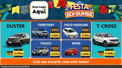 Modelo de TV para TV Horizontal com o tema Festa Boi Bumbá para Concessionaria de Carros