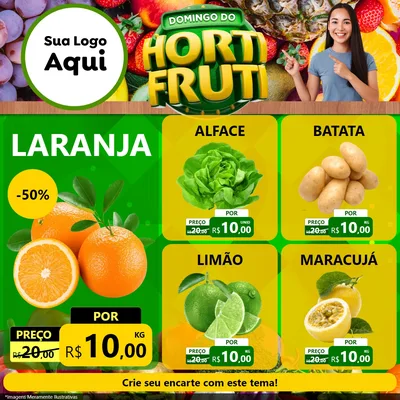 Modelo de Rede Social para Feed Facebook com o tema Domingo do Hortifrúti para Hortifrúti