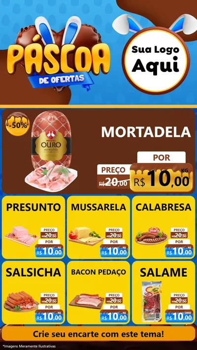 Modelo de Rede Social para Stories com o tema Páscoa de Ofertas para Frios e Laticínios