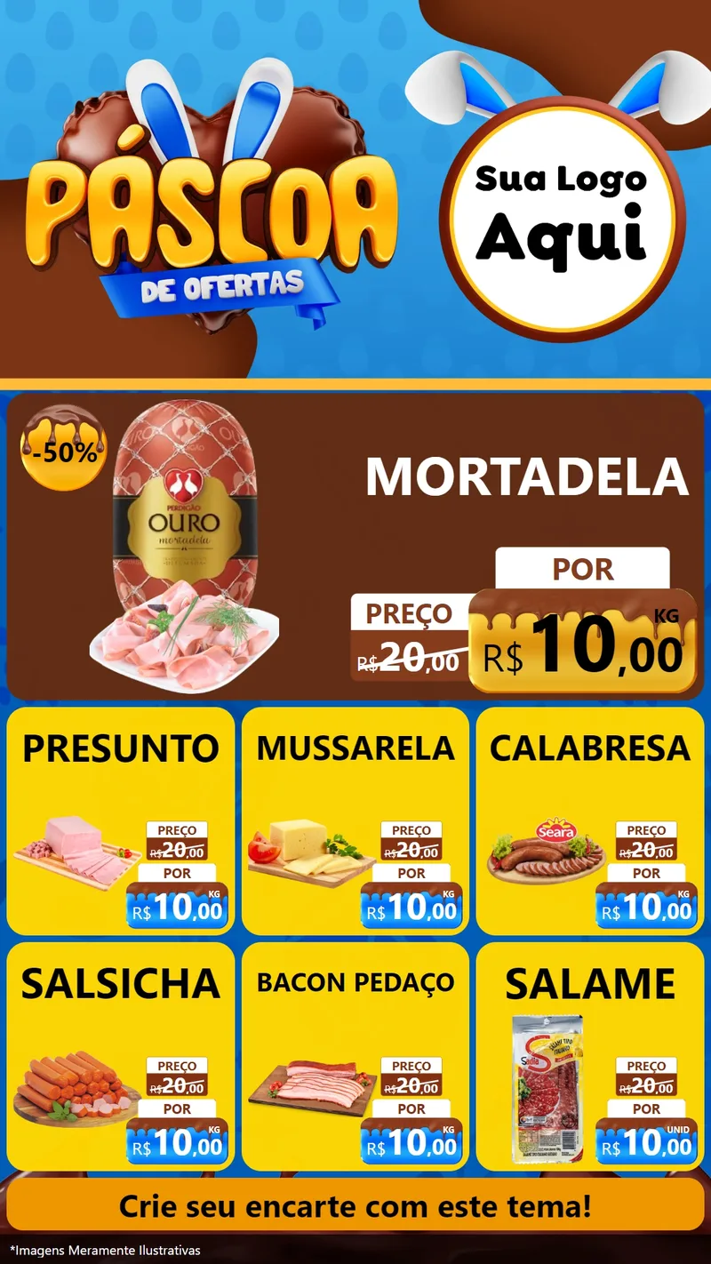 Modelo de Rede Social para Stories com o tema Páscoa de Ofertas para Frios e Laticínios