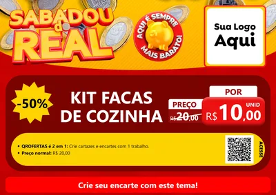 Modelo de Cartaz para Cartaz A4 Horizontal com o tema Sabadou do Real para Utilidades Domésticas