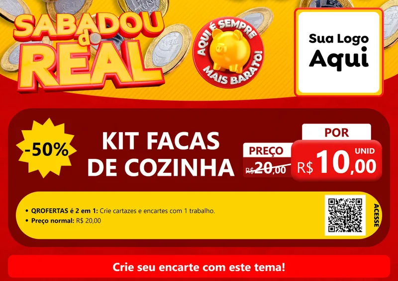 Modelo de Cartaz para Cartaz A4 Horizontal com o tema Sabadou do Real para Utilidades Domésticas