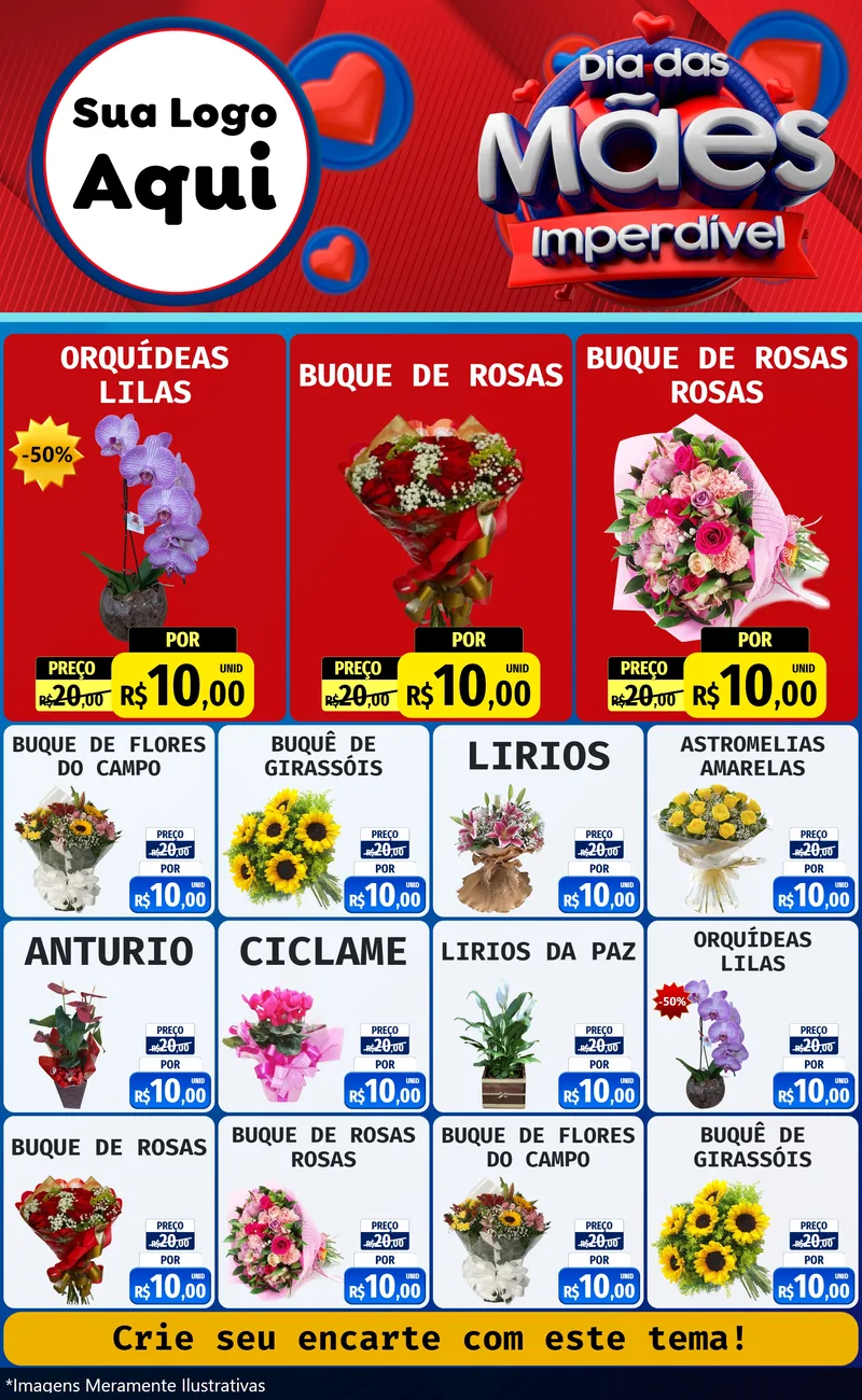 Modelo de Encarte para Encarte Grande com o tema Dia Das Mães Imperdível para Floricultura e jardim