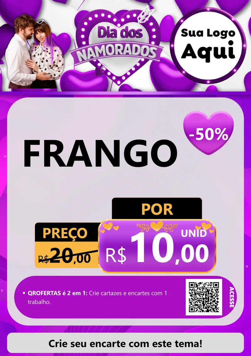 Modelo de Cartaz para Cartaz A4 Vertical com o tema Dia dos Namorados para Assados