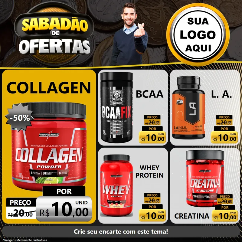 Modelo de Rede Social para Feed Facebook com o tema Sabadão de Ofertas para Suplementos alimentares