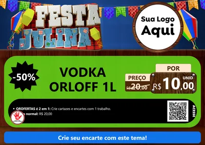 Modelo de Cartaz para Cartaz A4 Horizontal com o tema Festa Julina para Distribuidora de bebidas