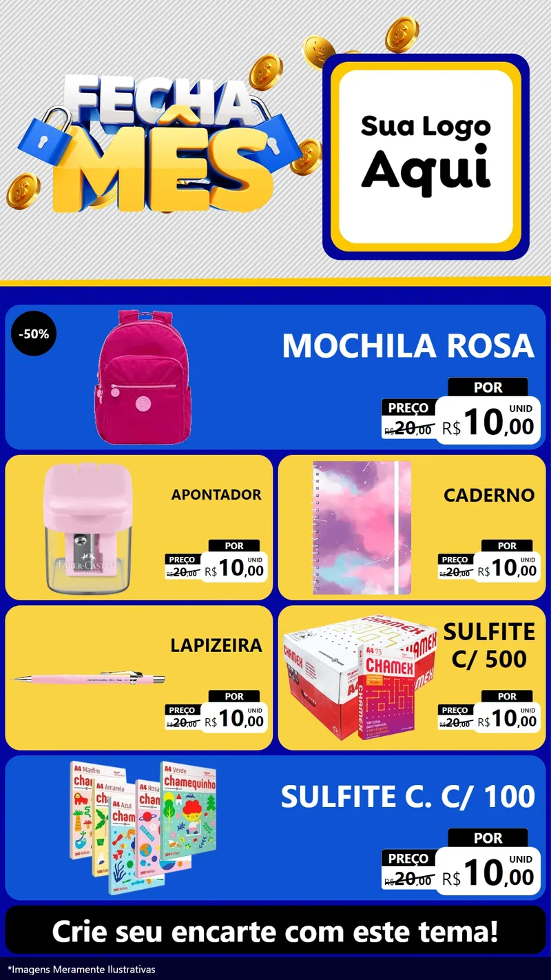 Modelo de TV para TV Vertical com o tema Fecha Mês para Papelaria