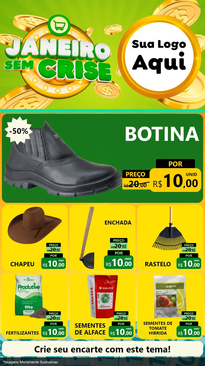 Modelo de Rede Social para Stories com o tema Janeiro Sem Crise para Agropecuária