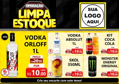 Modelo de Encarte para Encarte A4 Horizontal com o tema Operação Limpa Estoque para Distribuidora de bebidas