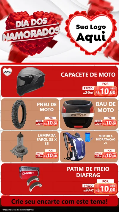 Modelo de TV para TV Vertical com o tema Dia dos Namorados para Moto peças