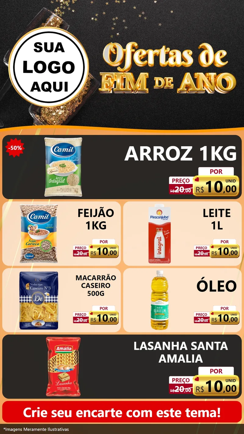 Modelo de TV para TV Vertical com o tema Ofertas de Fim de Ano para Supermercado