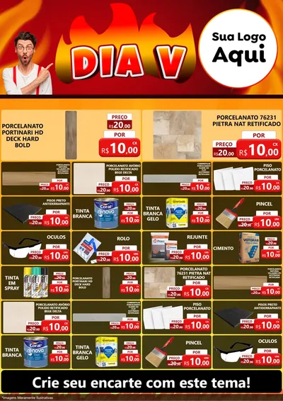Modelo de Encarte para Encarte A4 Vertical com o tema Dia V para Pisos e revestimentos
