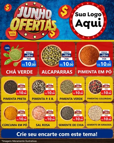 Modelo de Rede Social para Feed Instagram com o tema Junho de Ofertas para Produtos Naturais
