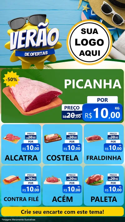 Modelo de Rede Social para Stories com o tema Verão de Ofertas para Açougue