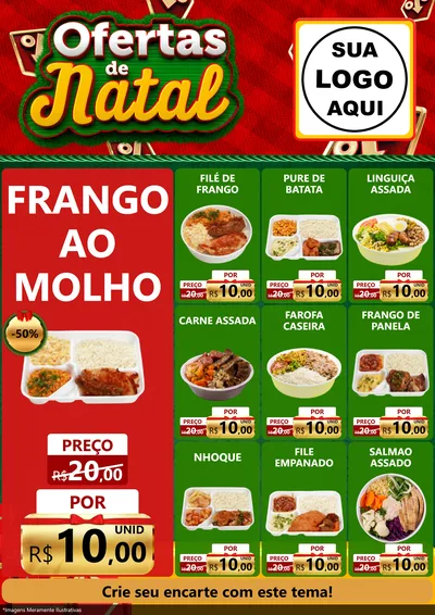 Modelo de Encarte para Encarte A4 Vertical com o tema Ofertas de Natal para Restaurante