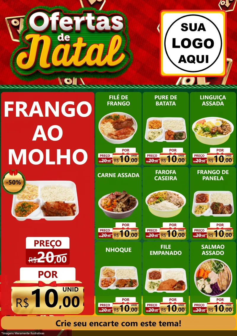 Modelo de Encarte para Encarte A4 Vertical com o tema Ofertas de Natal para Restaurante