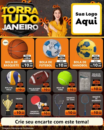 Modelo de Rede Social para Feed Instagram com o tema Torra Tudo Janeiro para Artigos Esportivos