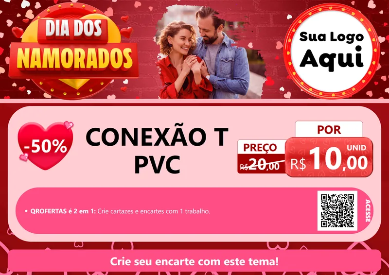 Modelo de Cartaz para Cartaz A4 Horizontal com o tema Dia Dos Namorados para Tubos e conexões