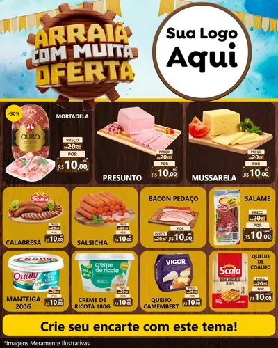 Modelo de Rede Social para Feed Instagram com o tema Ofertas de São João - Junina para Frios e Laticínios