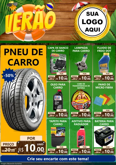 Modelo de Encarte para Encarte A4 Vertical com o tema Verão para Auto peças