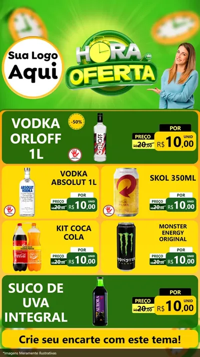 Modelo de TV para TV Vertical com o tema Hora da Oferta para Distribuidora de bebidas