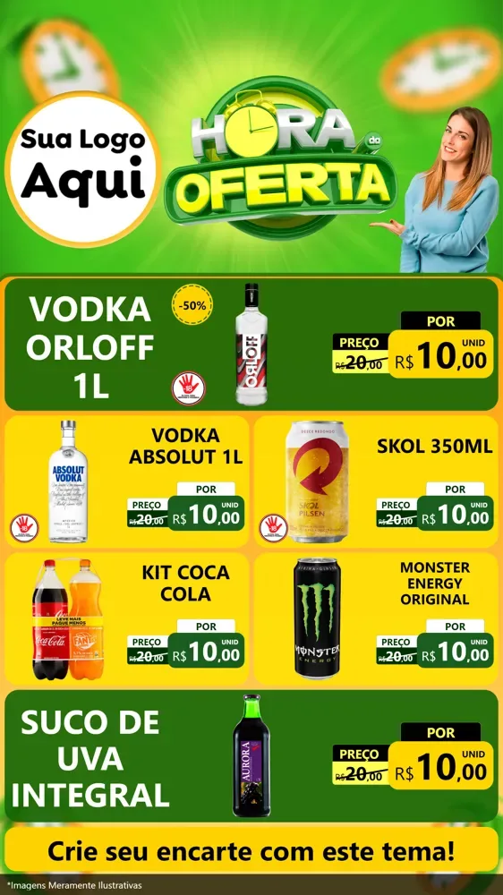 Modelo de TV para TV Vertical com o tema Hora da Oferta para Distribuidora de bebidas