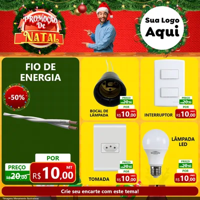 Modelo de Rede Social para Feed Facebook com o tema Promoção de Natal para Materiais Elétricos