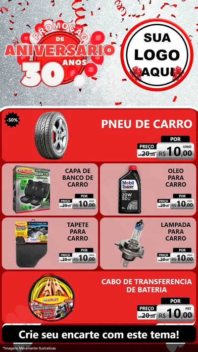 Modelo de TV para TV Vertical com o tema Promoção de Aniversário - 30 Anos para Auto peças