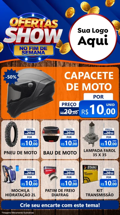 Modelo de Rede Social para Stories com o tema Ofertas Show No Fim De Semana para Moto peças