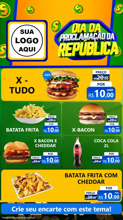Modelo de TV para TV Vertical com o tema Dia Da Proclamação da República para Hamburgueria