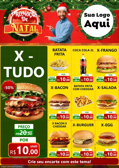 Modelo de Encarte para Encarte A4 Vertical com o tema Promoção de Natal para Hamburgueria