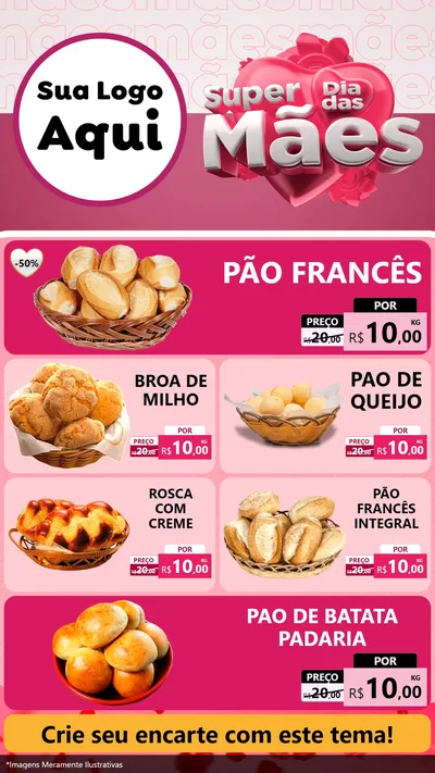 Modelo de TV para TV Vertical com o tema Super Dia Das Mães para Padaria