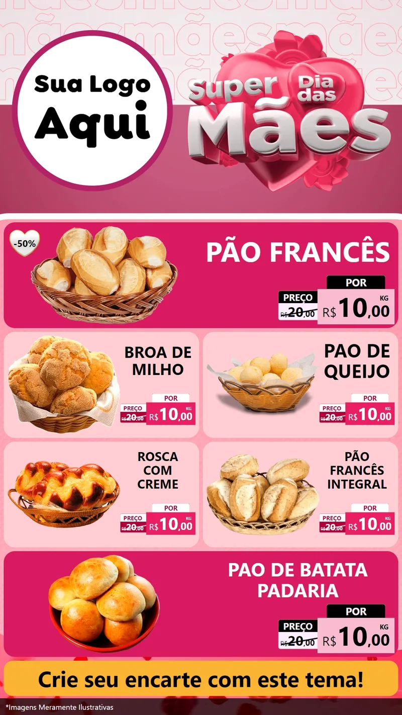Modelo de TV para TV Vertical com o tema Super Dia Das Mães para Padaria