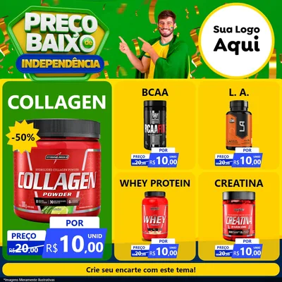 Modelo de Rede Social para Feed Facebook com o tema Preço Baixo de Independência para Suplementos alimentares