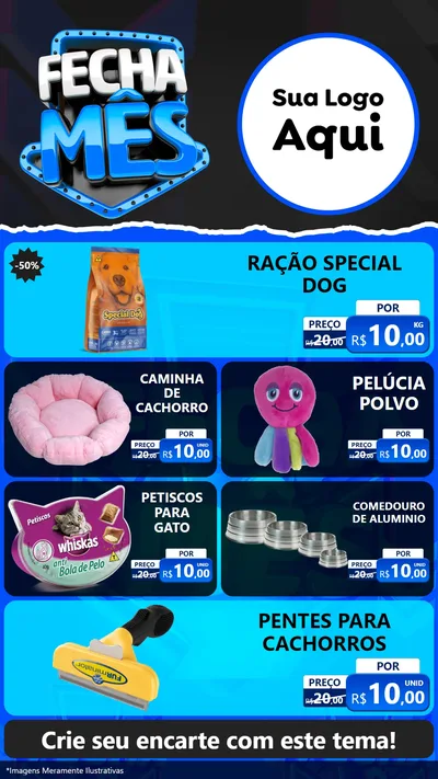 Modelo de TV para TV Vertical com o tema Fecha Mês para Pet Shop