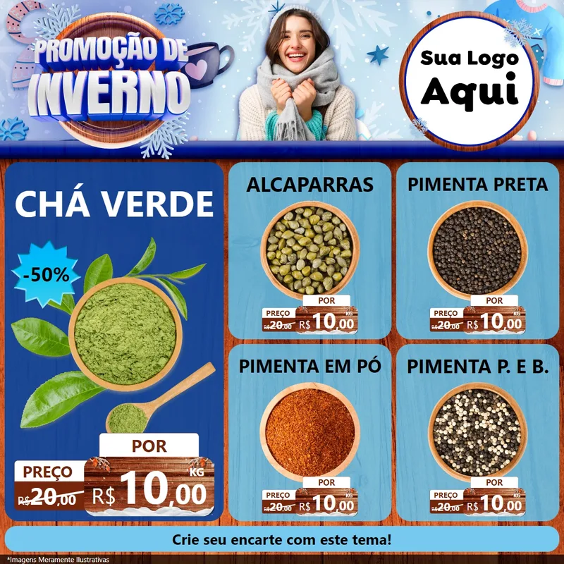 Modelo de Rede Social para Feed Facebook com o tema Promoção de Inverno para Produtos Naturais