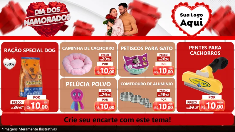 Modelo de TV para TV Horizontal com o tema Dia dos Namorados para Pet Shop