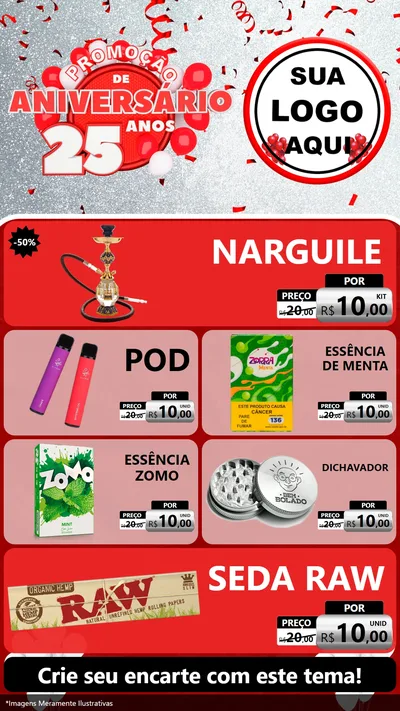 Modelo de TV para TV Vertical com o tema Promoção de Aniversário - 25Anos para Tabacaria