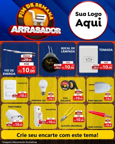 Modelo de Rede Social para Feed Instagram com o tema Fim De Semana Arrasador para Materiais Elétricos