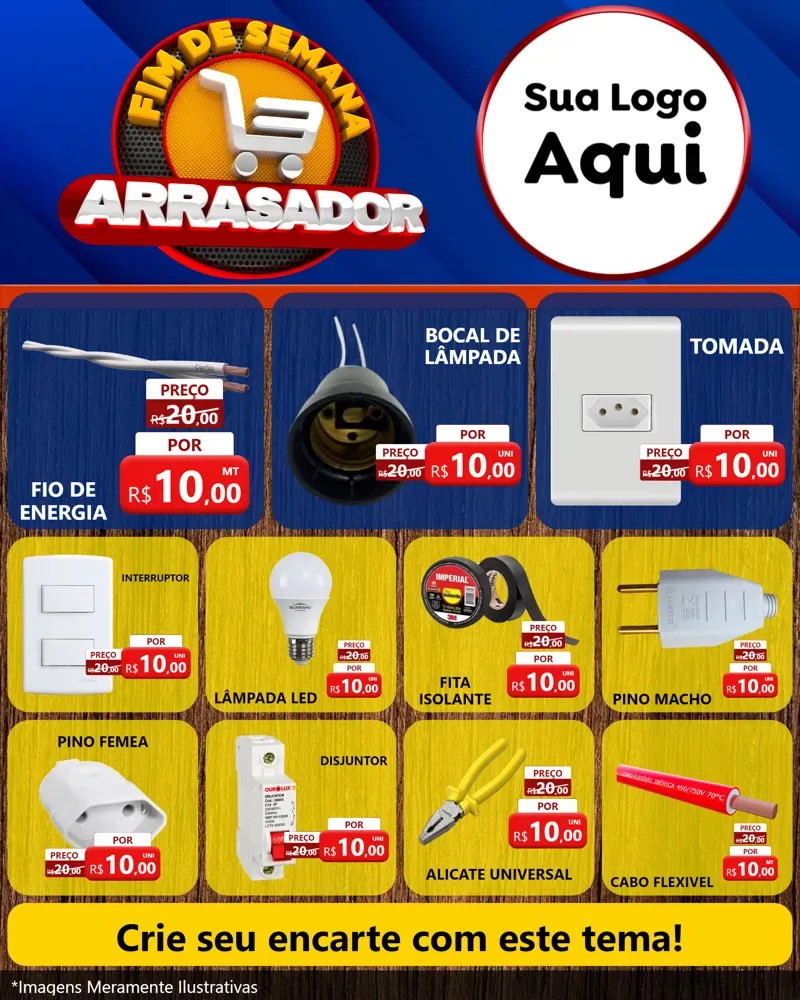 Modelo de Rede Social para Feed Instagram com o tema Fim De Semana Arrasador para Materiais Elétricos