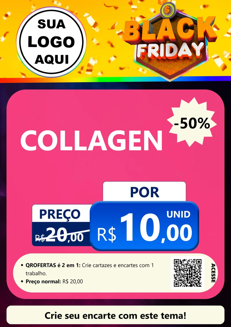 Modelo de Cartaz para Cartaz A4 Vertical com o tema Black Friday para Suplementos alimentares