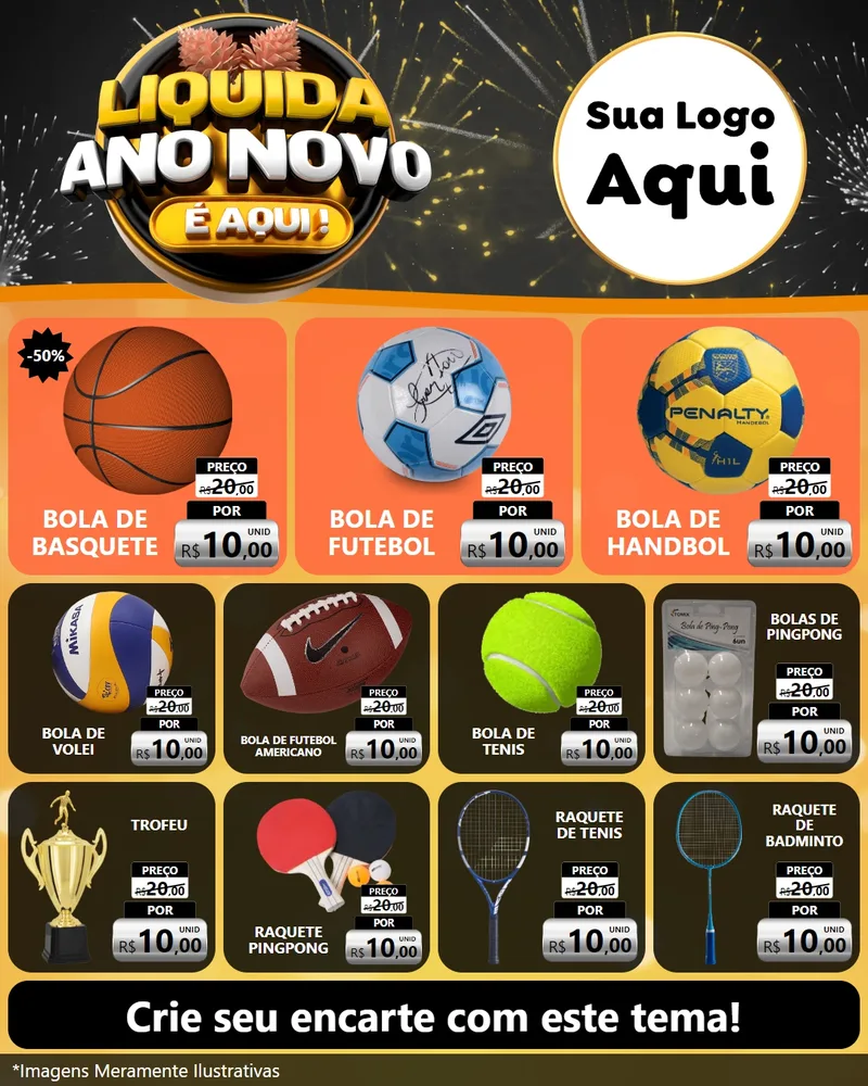 Modelo de Rede Social para Feed Instagram com o tema Liquida Ano Novo É Aqui! para Artigos Esportivos