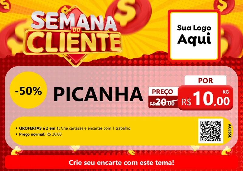 Modelo de Cartaz para Cartaz A4 Horizontal com o tema Semana do Cliente para Açougue